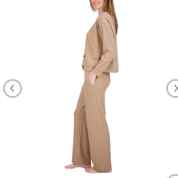 Live 2 Lounge 3piece textured lounge set knit cardigan tank & pants - Picture 3 of 5